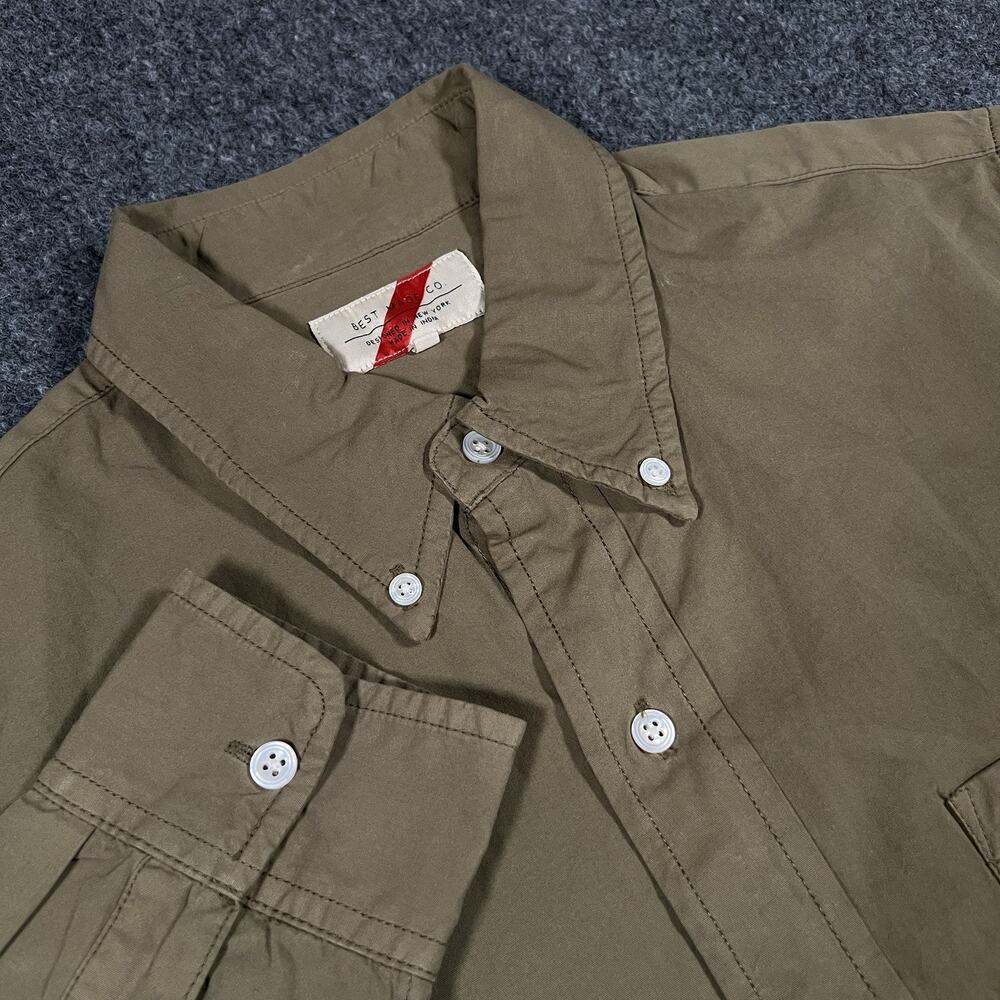 BEST MADE CO. Shirt Mens Size M Green Long Sleeve Button Up Pockets Cotton